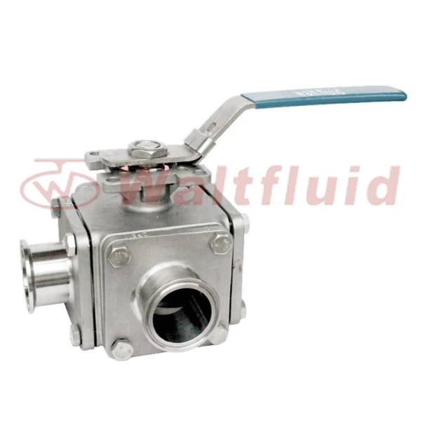 3-Way Stainless Steel Ball Valve Full Port,Clamp  ENd,1000WOG, ISO5211-Direct Mount Pad