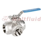 3-Way Stainless Steel Ball Valve Reduce Port, 1000WOG(PN69)ISO-Direct Mount Pad